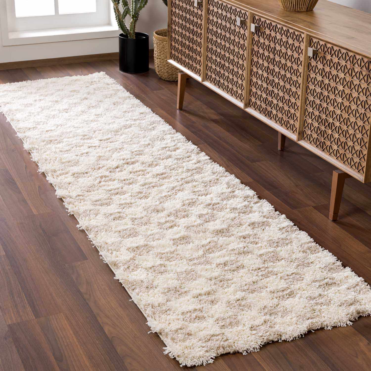 Neutral Checkered Area Rug