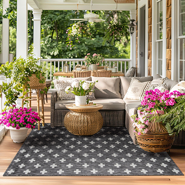 Cross Patterned Indoor/Outdoor Rug, Pick Your Size