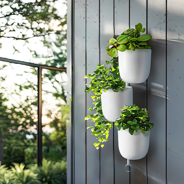 Matte White Wall Planters, Set of 3