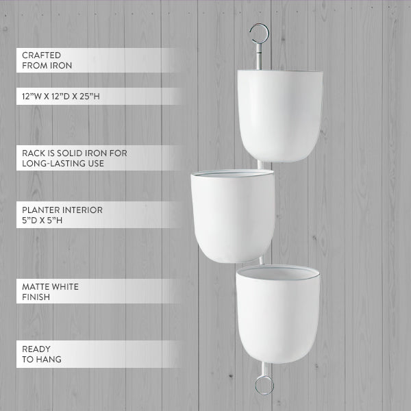 Matte White Wall Planters, Set of 3