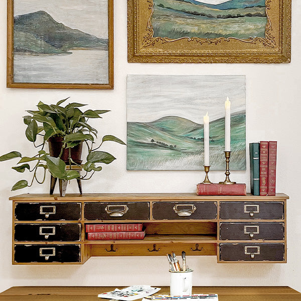 Rustic Apothecary Storage Shelf with Hooks