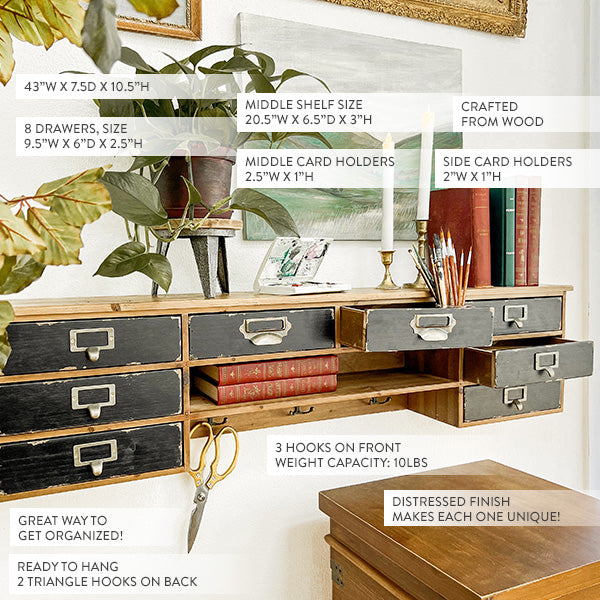 Rustic Apothecary Storage Shelf with Hooks