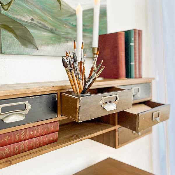 Rustic Apothecary Storage Shelf with Hooks