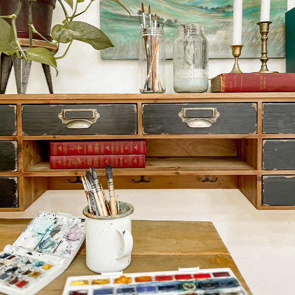 Rustic Apothecary Storage Shelf with Hooks