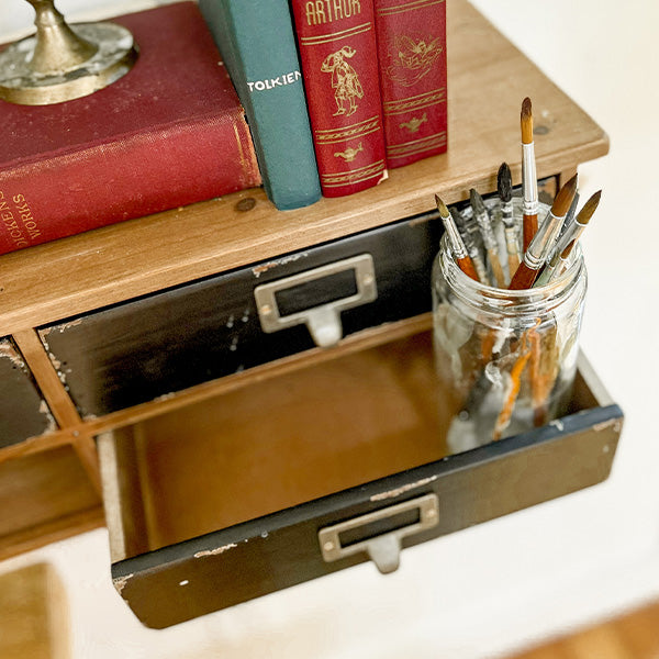 Rustic Apothecary Storage Shelf with Hooks