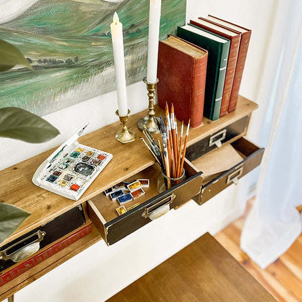 Rustic Apothecary Storage Shelf with Hooks