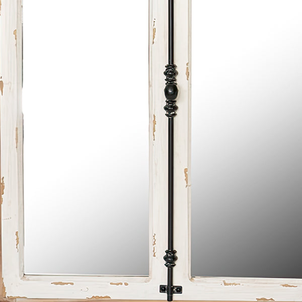 48 Inch Arched Window Pane Wood Frame Mirror