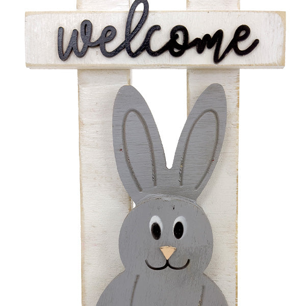 24 Inch Wood Welcome Bunny Decor