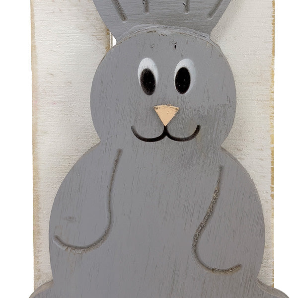24 Inch Wood Welcome Bunny Decor