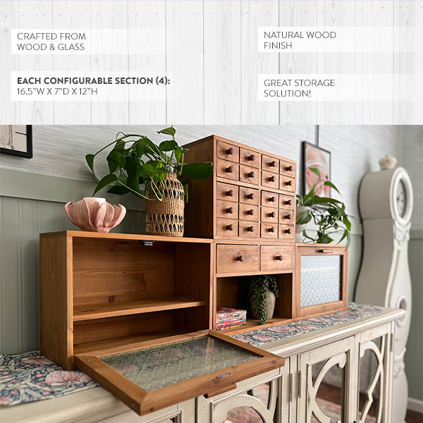 Rustic Wooden Tabletop Storage Cabinet