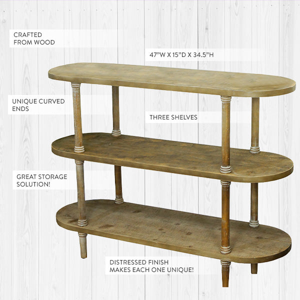 Aurora 3 Tiered Wood Console Table