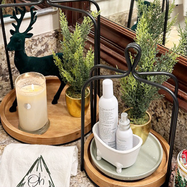 Metal Framed Tray Hanging Lanterns, Set of 2