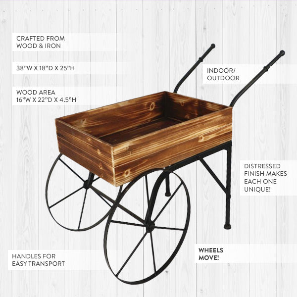 Vintage Inspired Flower Garden Cart Wagon