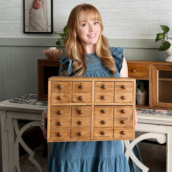 Rustic Wooden Tabletop Storage Cabinet