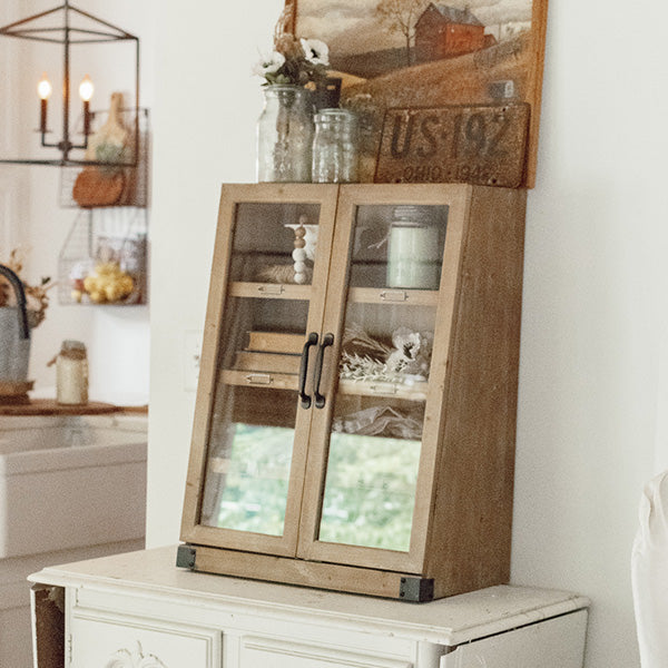 Wooden Baker's Display Wall Cabinet
