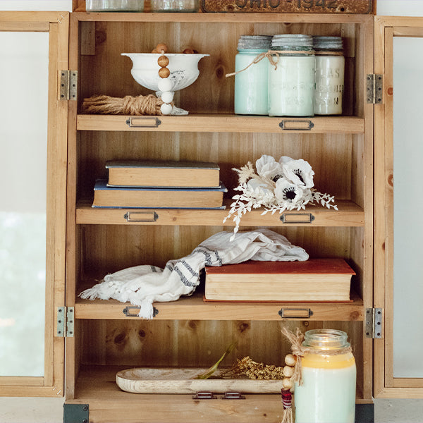 Wooden Baker's Display Wall Cabinet