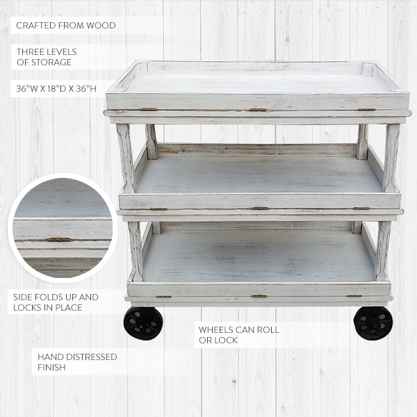 White Wooden Bakery Cart