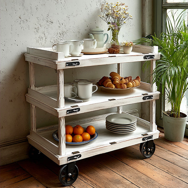 White Wooden Bakery Cart