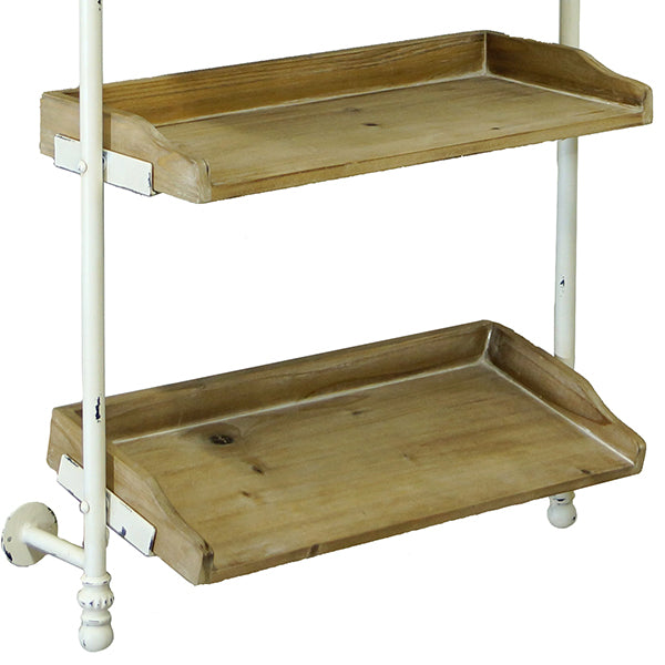 4 Tier Chippy Metal and Wooden Wall Shelf Unit