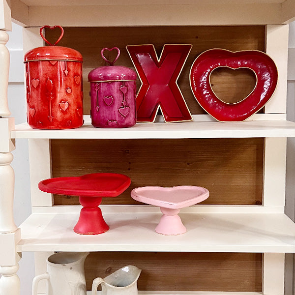 Red XO Metal Serving Trays, Set of Two