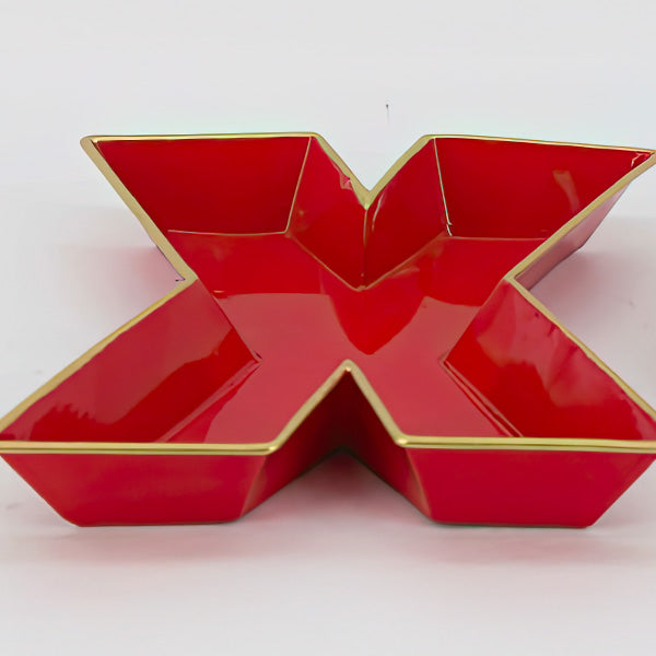 Red XO Metal Serving Trays, Set of Two