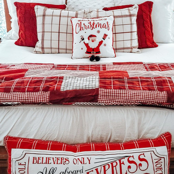 Reversible Red Plaid Quilt Inspired Throw Blanket