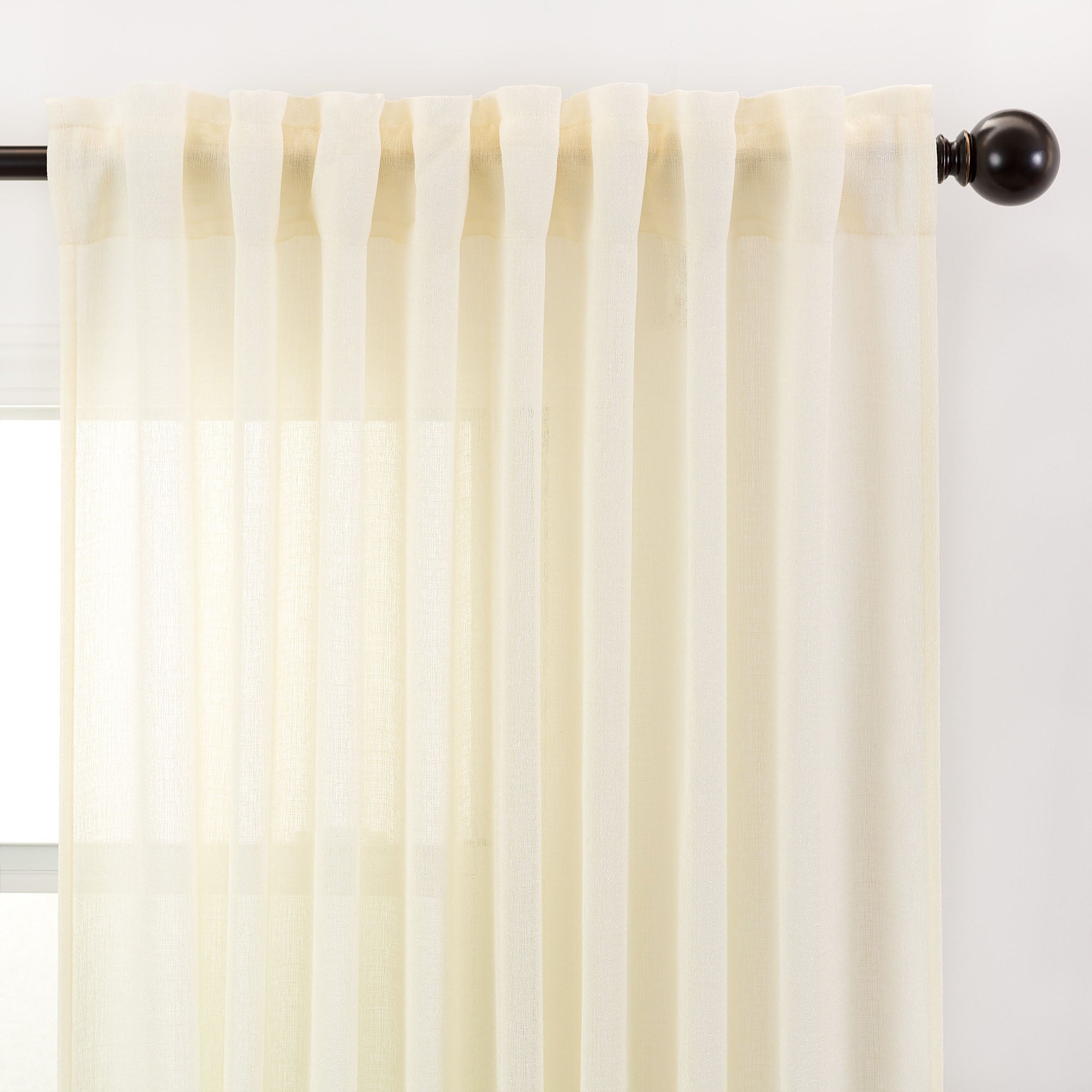 Faux Belgian Flax Solid Curtains-Tolkye
