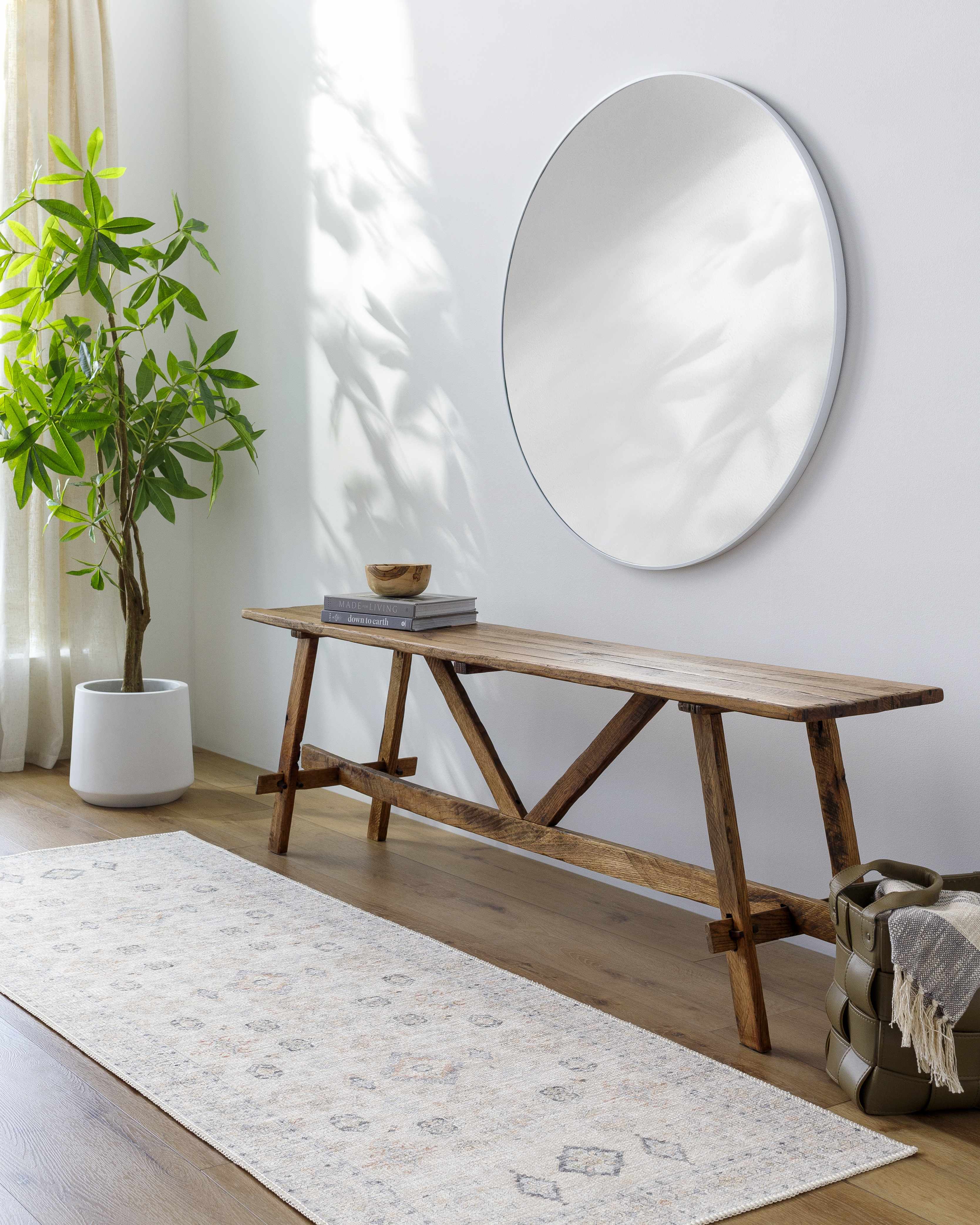 Denim Beige Vintage Washable Area Rug