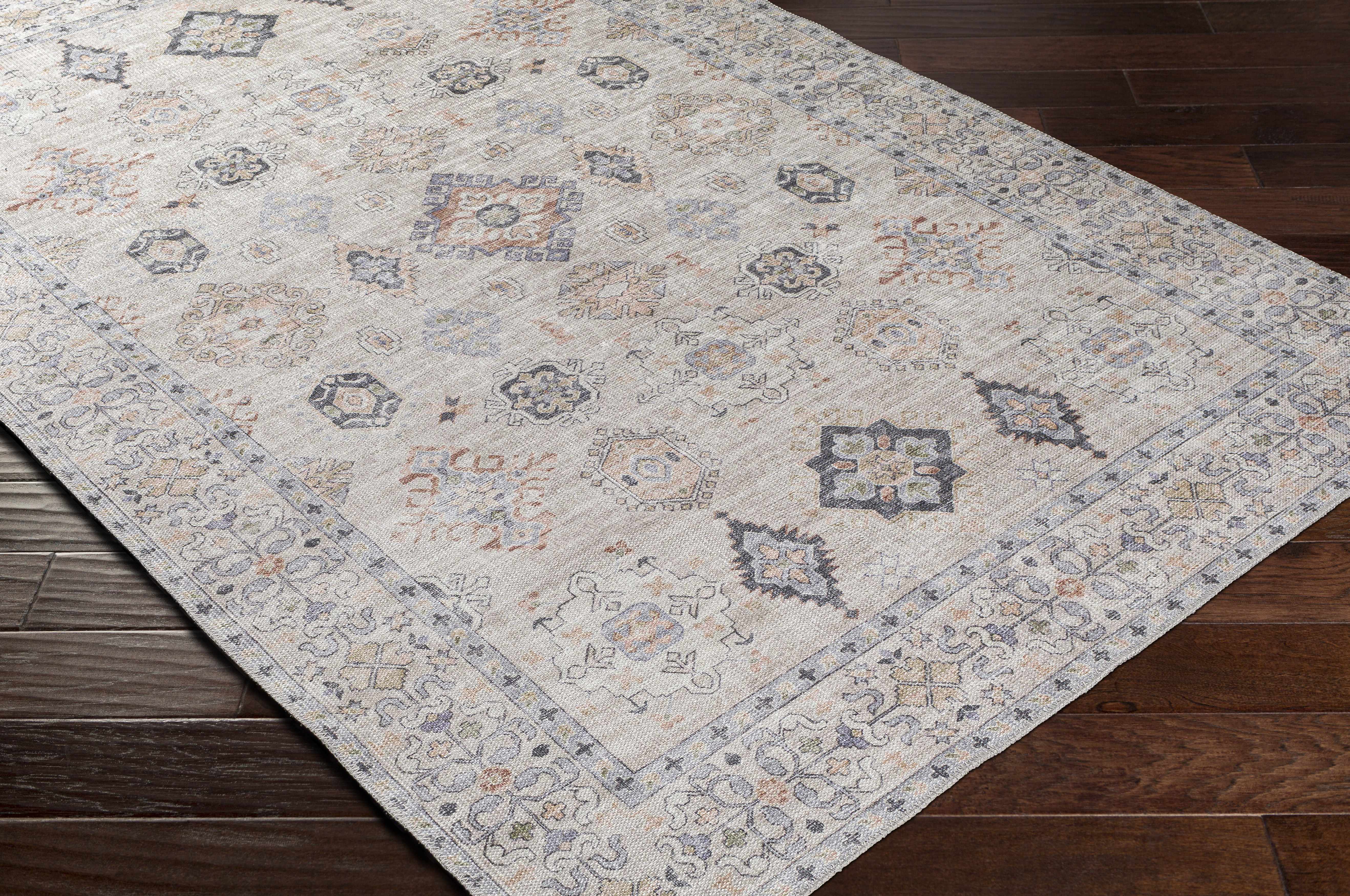 Denim Beige Vintage Washable Area Rug