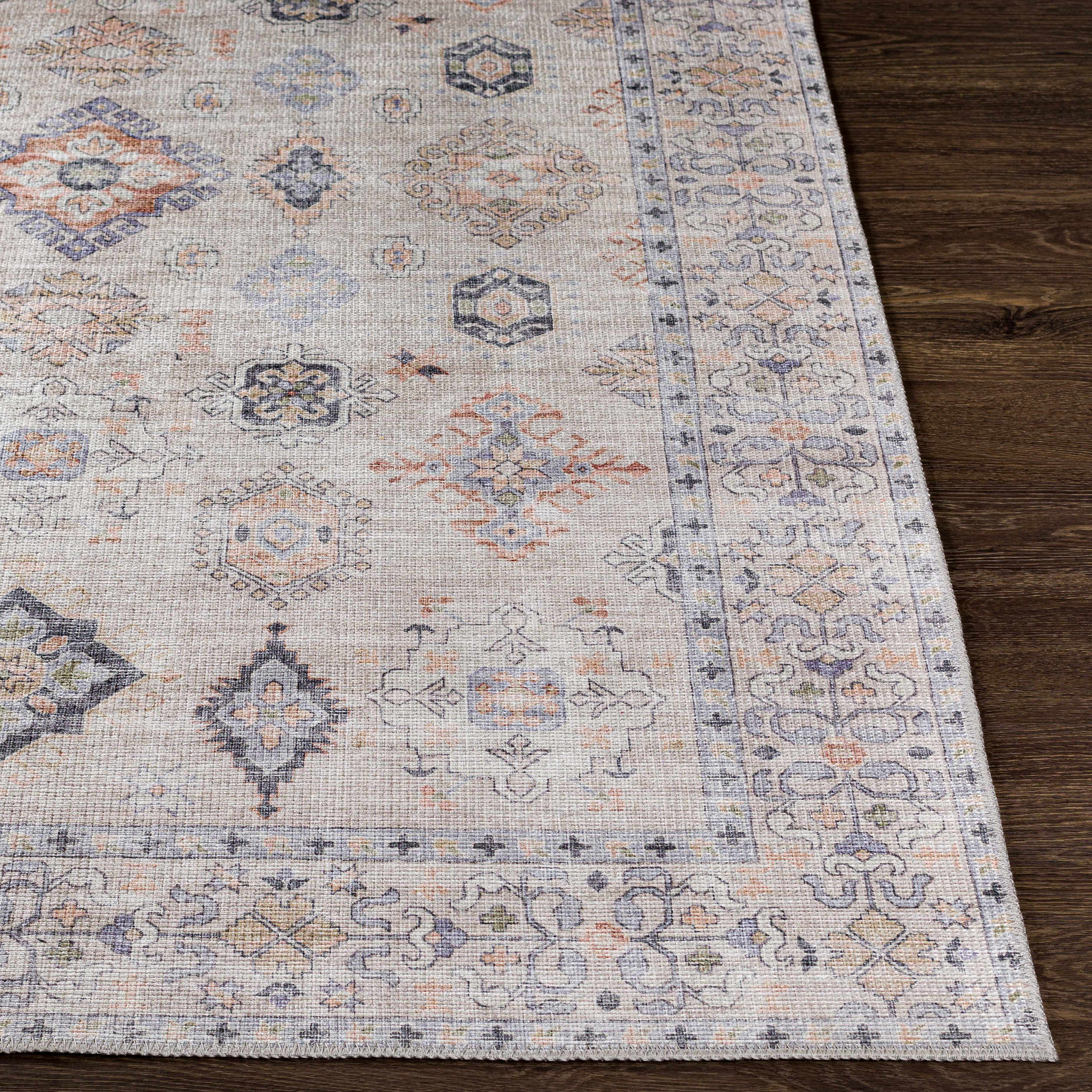 Denim Beige Vintage Washable Area Rug