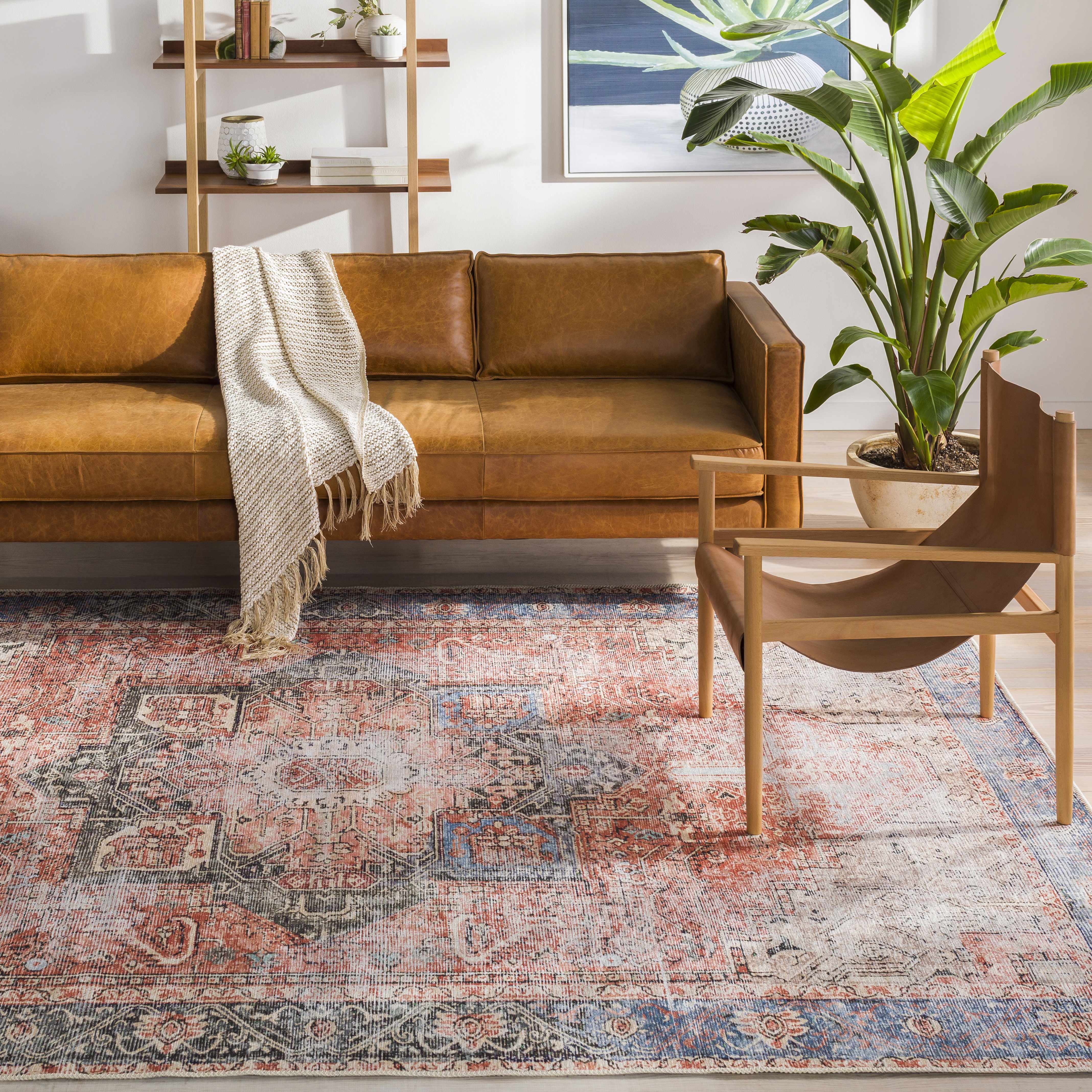 Vintage Inspired Distressed Washable Rug