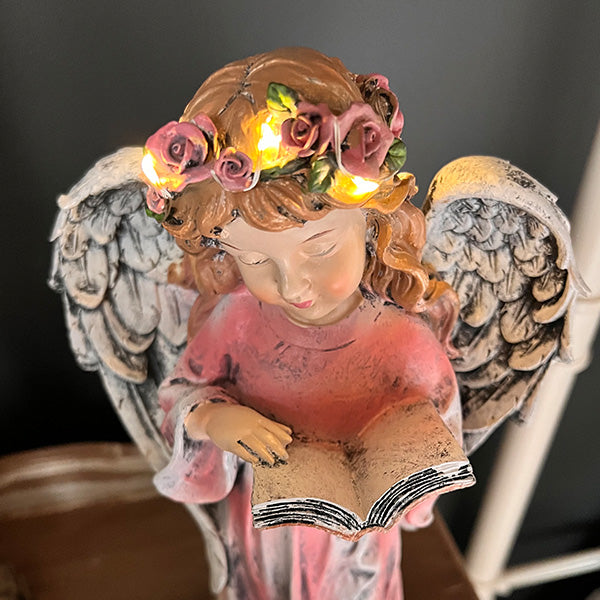 Glowing Solar LED Crown Praying Angel Figurine
