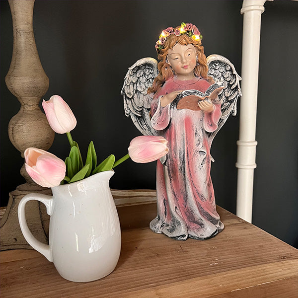 Glowing Solar LED Crown Praying Angel Figurine