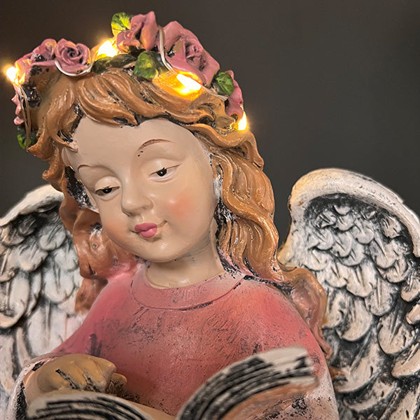 Glowing Solar LED Crown Praying Angel Figurine