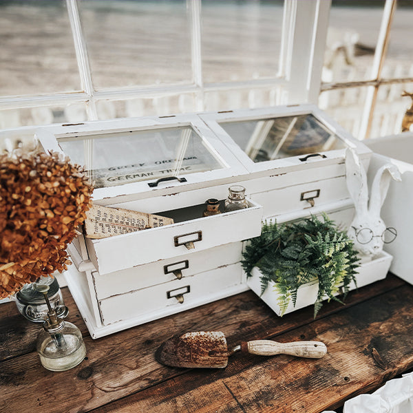 Vintage-Inspired Apothecary Cabinet with Lift-Top Storage