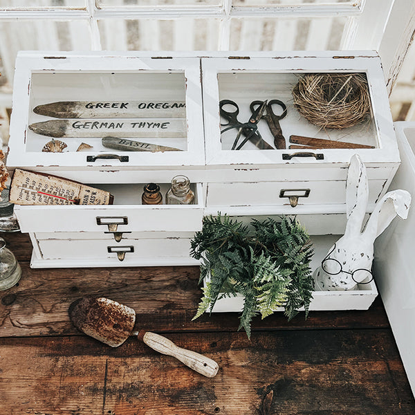 Vintage-Inspired Apothecary Cabinet with Lift-Top Storage