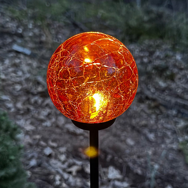 Multi-Color Solar LED Crackle Globe Yard Stakes, Set of 4