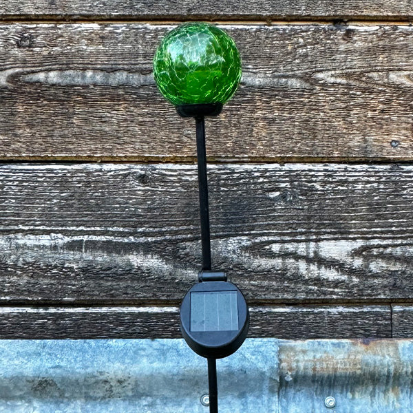 Multi-Color Solar LED Crackle Globe Yard Stakes, Set of 4