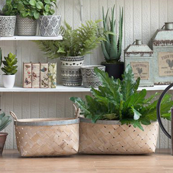 Woven Bamboo Baskets  Set of 2