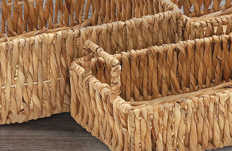 Woven Seagrass Basket with Handles  Set of 3