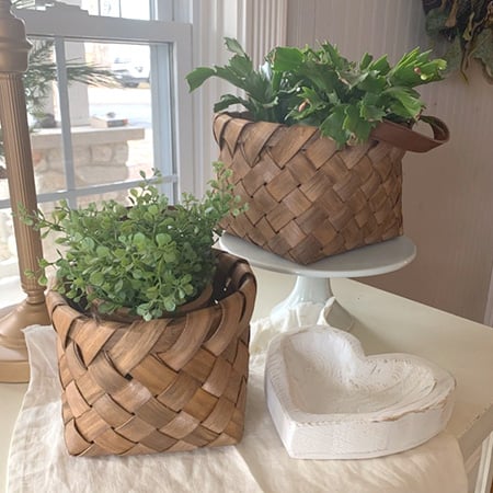 Woven Baskets with Handle, Set of 2