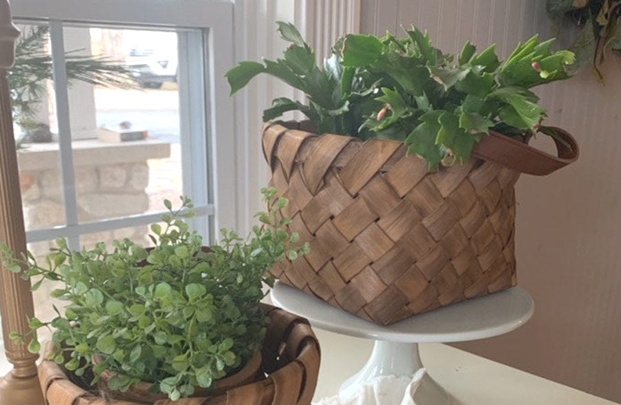 Woven Baskets with Handle, Set of 2