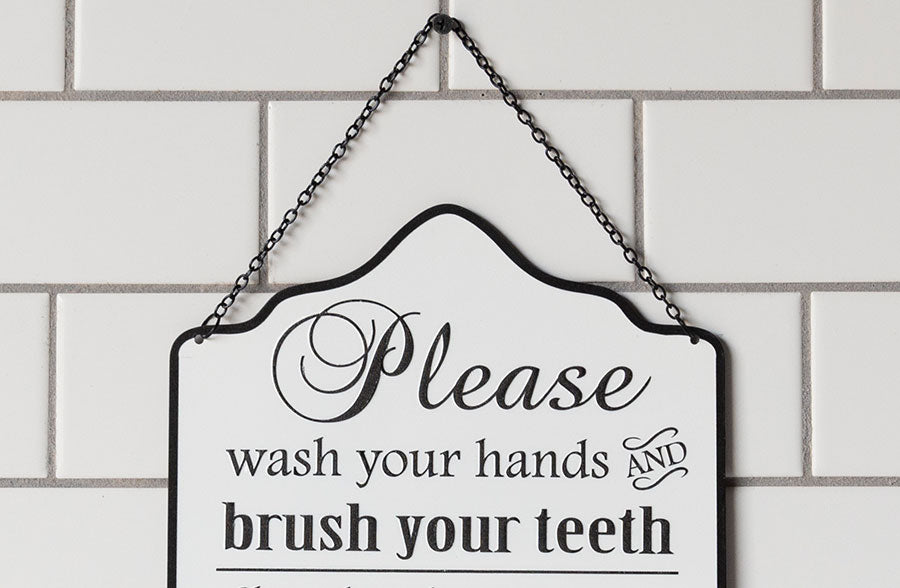 Hanging Enamel Bathroom Rules Sign