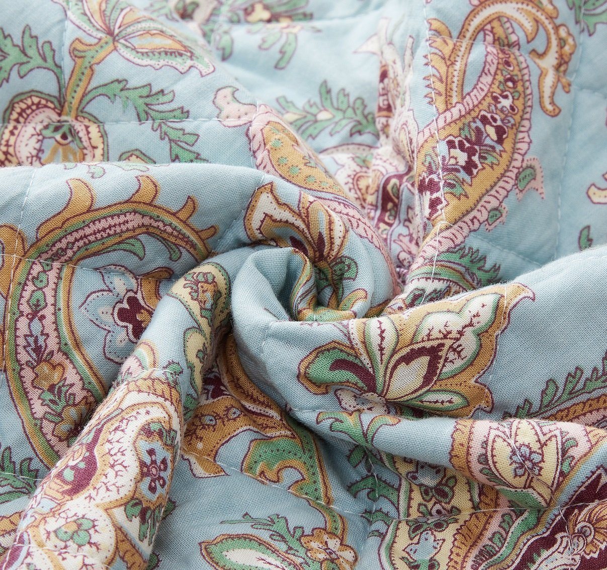 Bedding Bohemian Burgundy Red Velvet Trim Floral Paisley Patchwork Cotton Bedspread Set