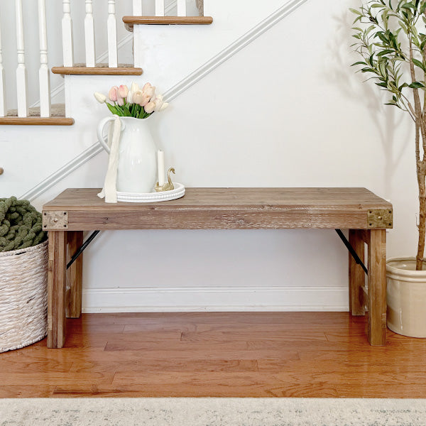 Vintage-Inspired Reclaimed Wood Folding Bench