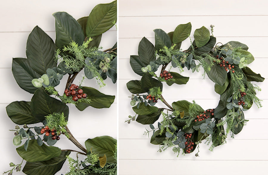 Magnolia and Berry Wreath