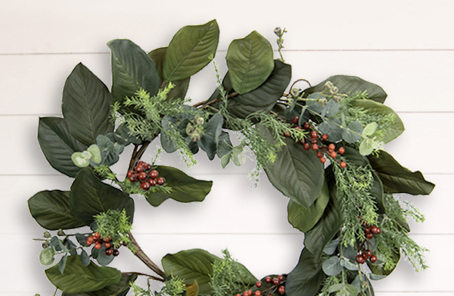 Magnolia and Berry Wreath