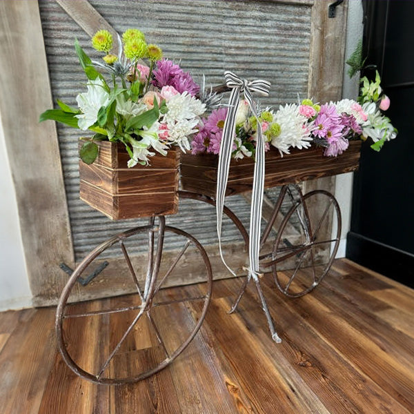 41 Inch Wood and Iron Garden Bicycle Planter