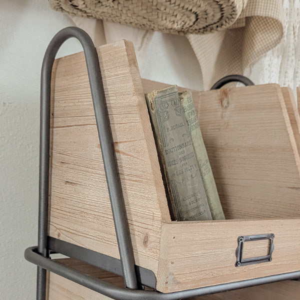 9 Bin Wooden Apothecary Storage on Wheels