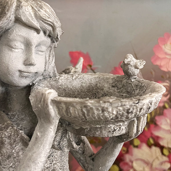 Standing Angel with Birdbath Indoor/Outdoor Decor